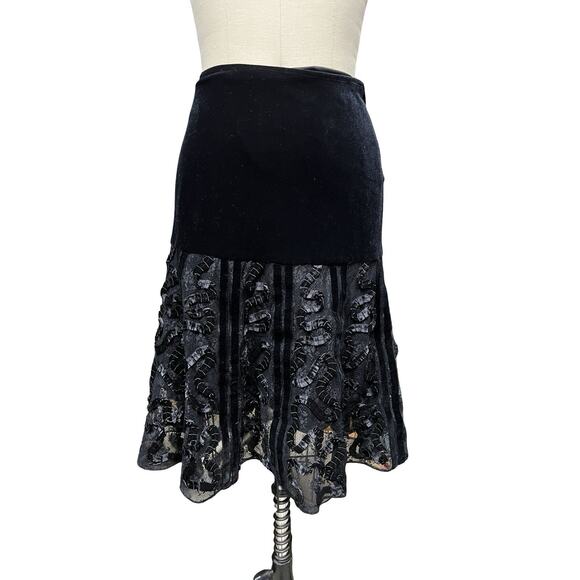 Betsey Johnson Dresses & Skirts - Y2K Betsy Johnson Black Velvet Lace Ribbon Short Skirt 8 Fairy Grunge Whimsigoth